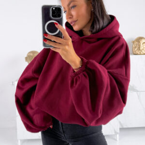 Platus laisvas megztinis oversize-bordo